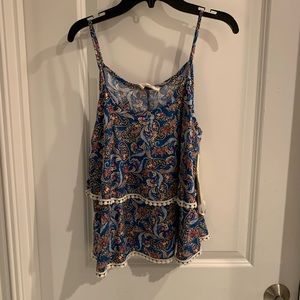 Blue patterned tank top